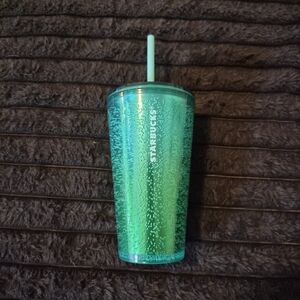 Starbucks Teal Glitter Tumbler with Straw